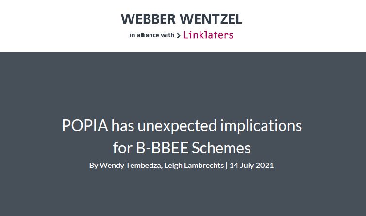 POPIA has unexpected implications for B-BBEE Schemes