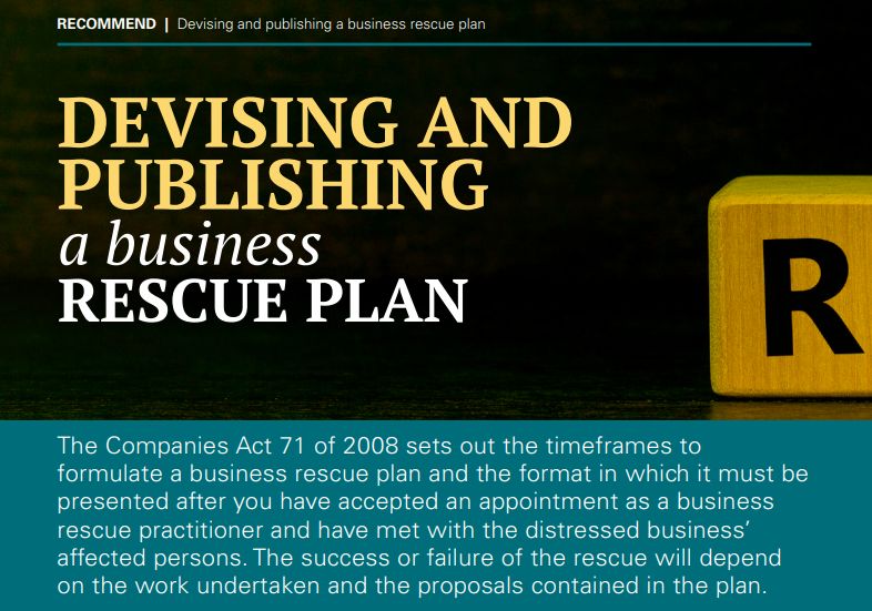 DEVISING AND PUBLISHING a business RESCUE PLAN