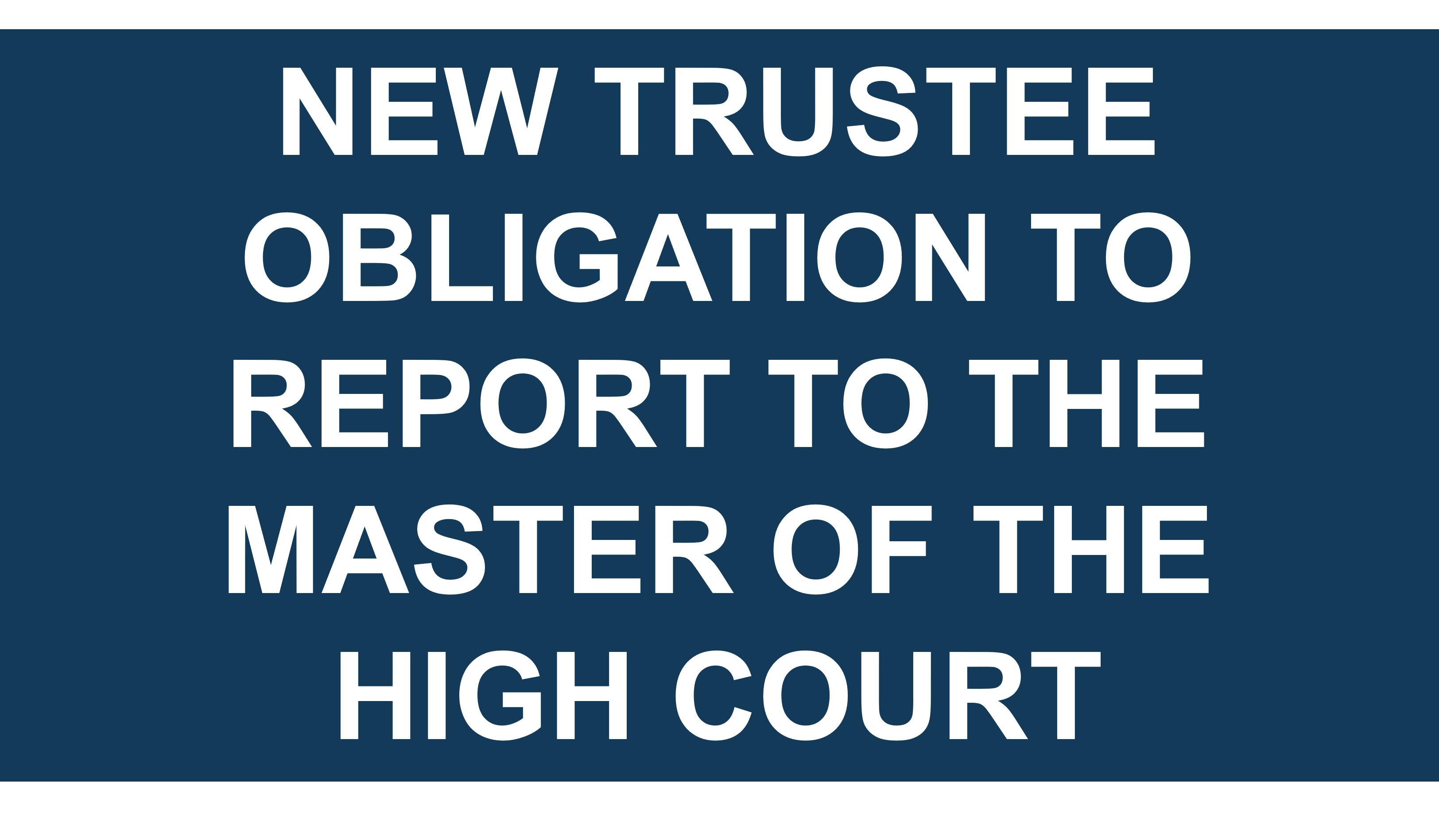 New Trustee Obligation to report to the Master of the High Court